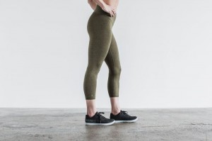 Nobull High-Rise Crop Plush Heather Olive | 41520YUDE