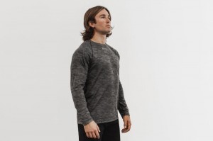 Nobull Lightweight Textured Long Sleeve Camo Black | 27916XWNY