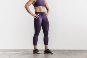 Nobull Mid-Rise Crop Plush Heather Dark Purple | 62857TEXG