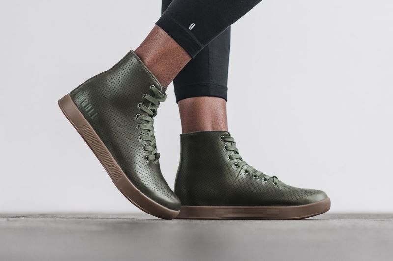 Nobull High-Top Leather Green | 45896WVZY