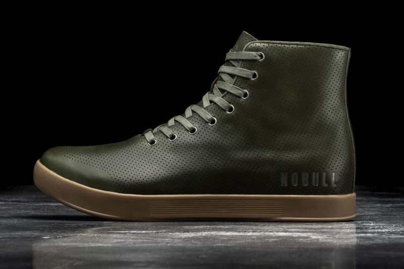 Nobull High-Top Leather Green | 45896WVZY