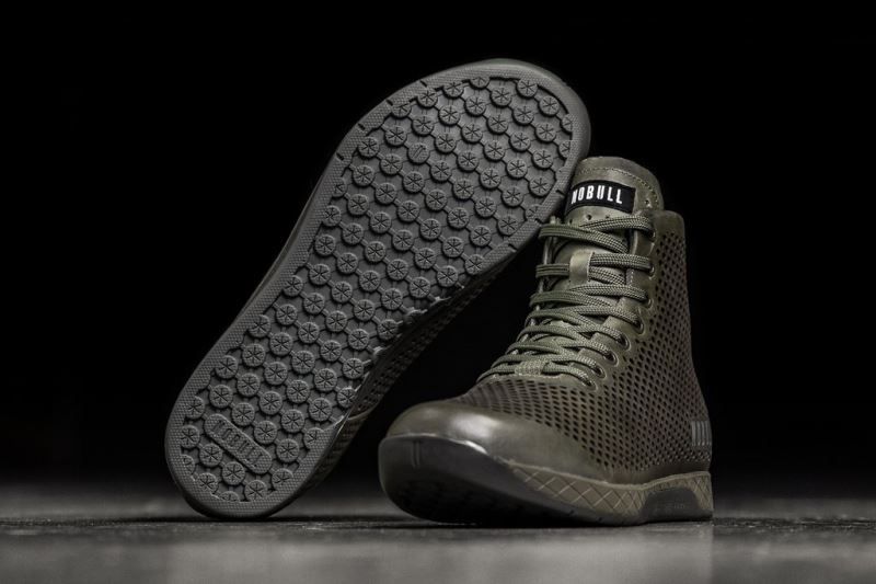 Nobull High-Top Moss Leather Green | 01862USJX