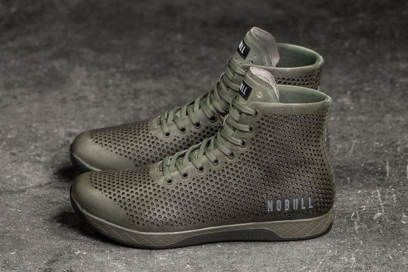 Nobull High-Top Moss Leather Green | 01862USJX