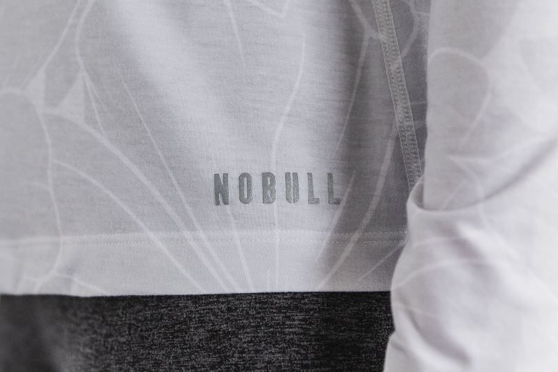 Nobull Long Sleeve Hibiscus White | 95186ISNQ