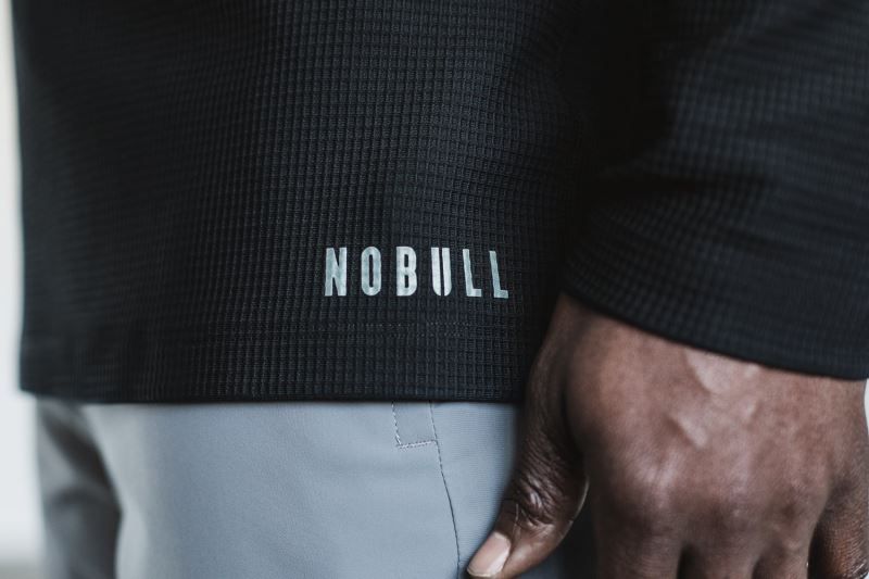 Nobull Long Sleeve Waffle Black | 30716HLVR