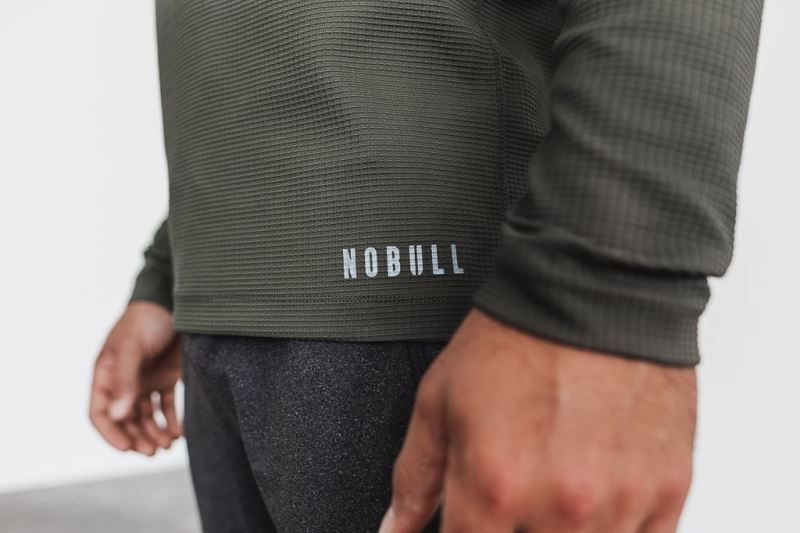 Nobull Long Sleeve Waffle Green | 82436IQNT