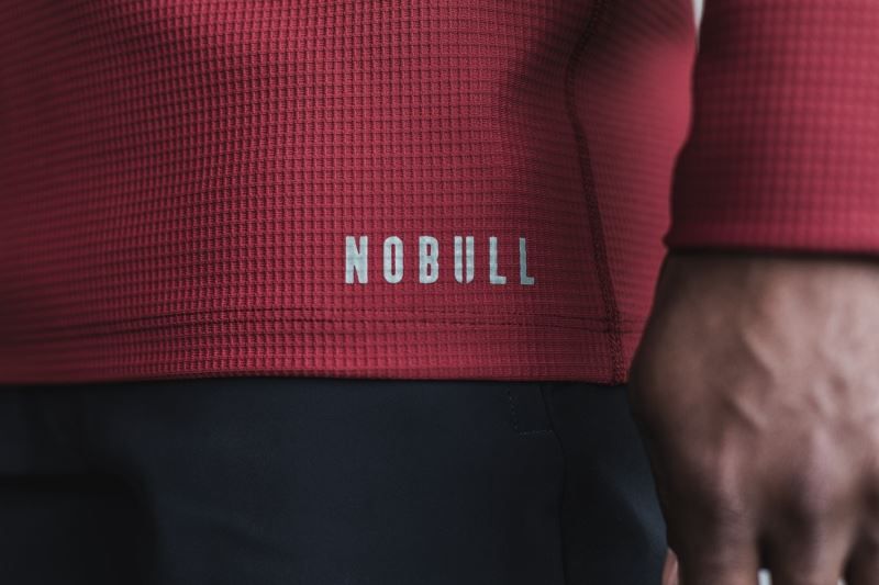 Nobull Long Sleeve Waffle Red | 15074GAXU