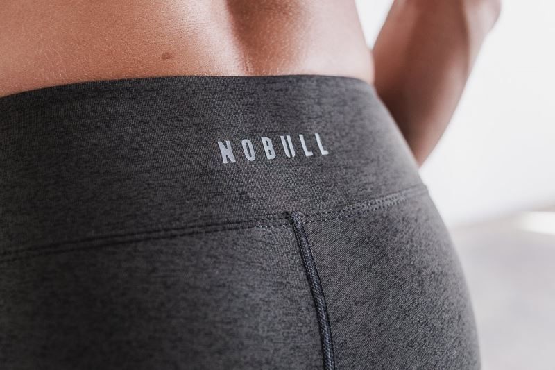 Nobull Mid-Rise Crop Plush Heather Black | 07853RGNP